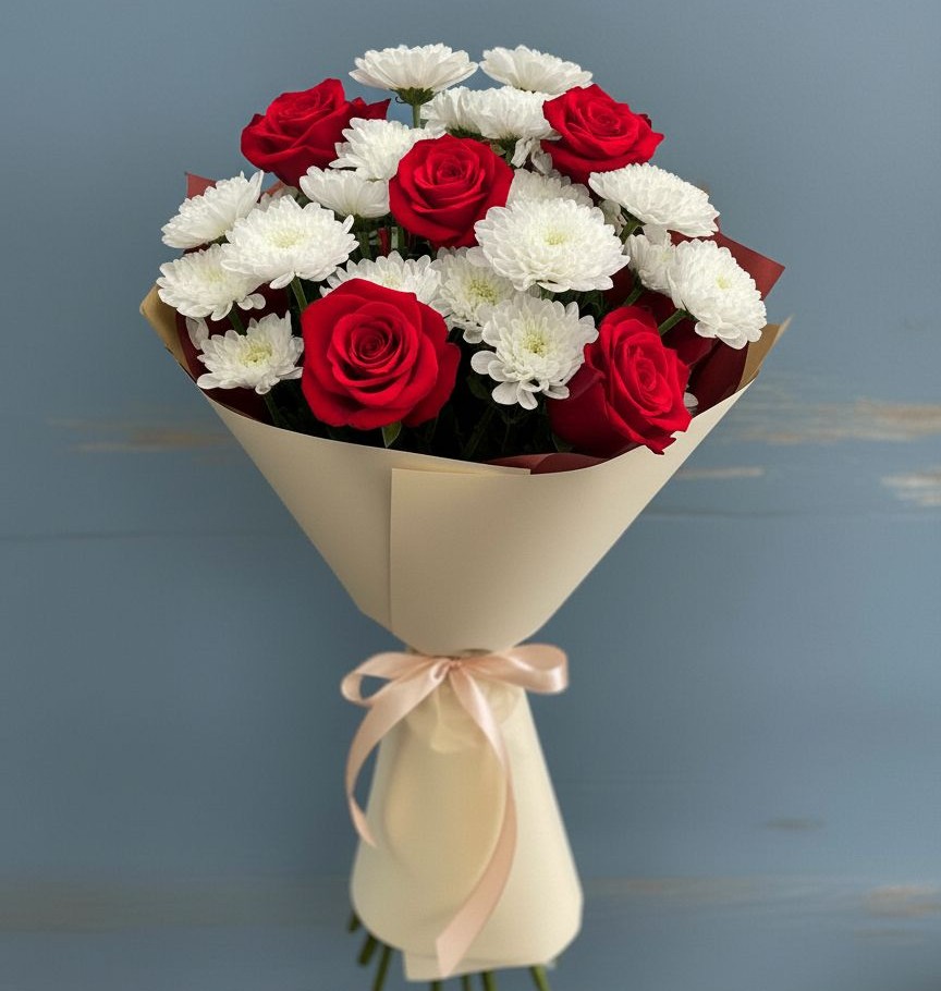 Букет цветов из: Розы и Хризантемы в Иваново