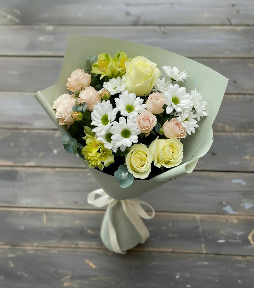 Букет цветов из: Альстромерии, Розы и Хризантемы в Иваново