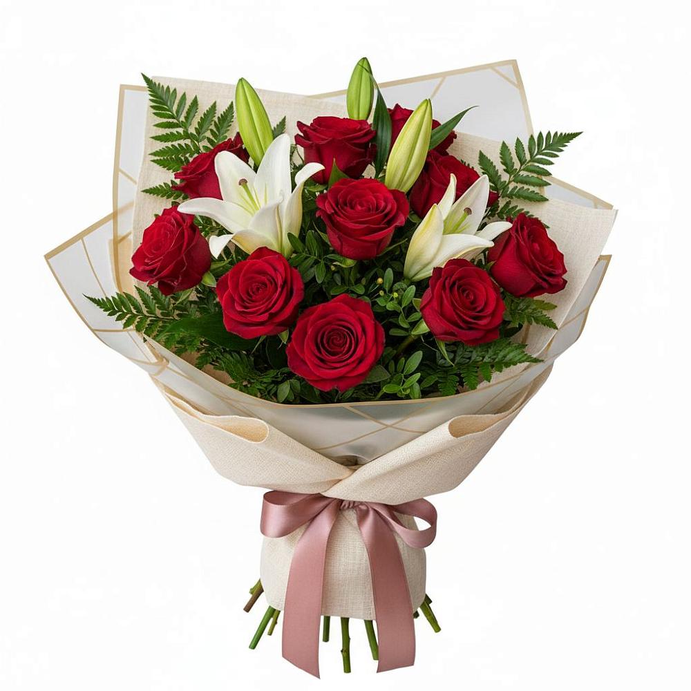 Букет цветов из: Лилии и Розы в Иваново