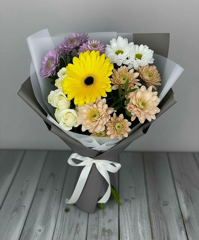Букет цветов из: Розы, Герберы и Хризантемы в Иваново