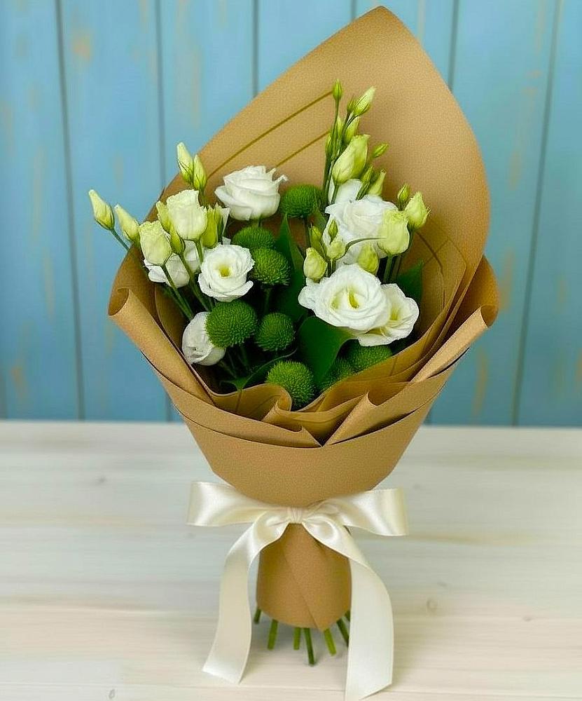 Букет цветов из: Хризантемы и Лизиантусы в Иваново