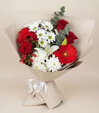 Букет цветов из:  Розы, Хризантемы, Герберы и Лилии в Иваново
