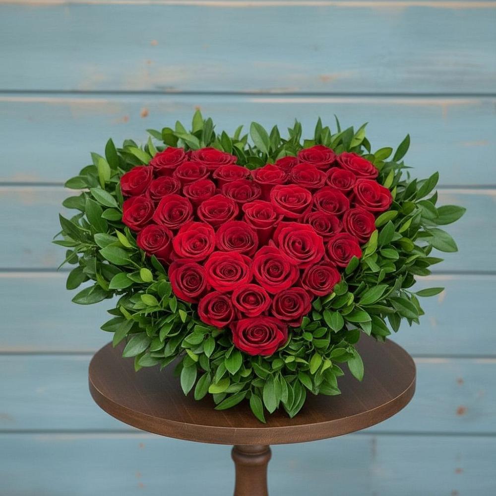 Цветочная композиция из Розы в виде сердца в Иваново