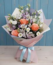 Букет цветов из:  Лизиантусы, Розы, Альстромерии и Гипсофила #REPLACE_PRED# Иваново