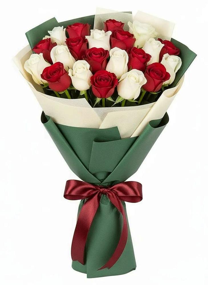 Букет Микс из красных и белых роз в Иваново