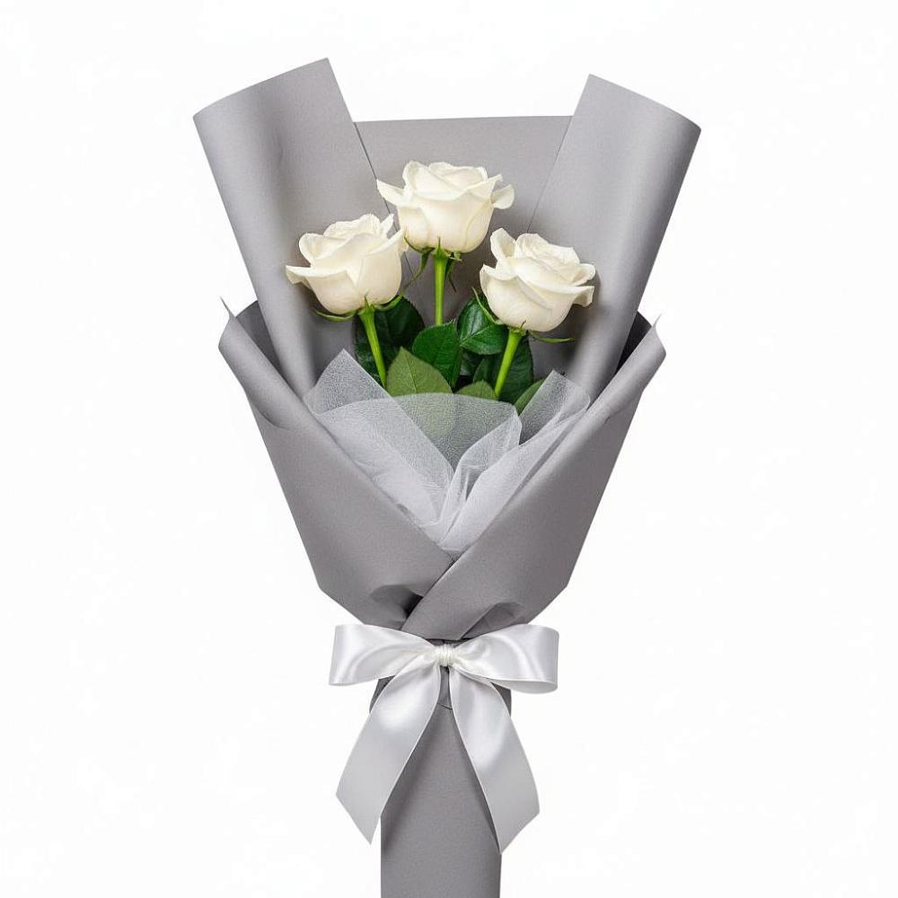 Букет 3 белые розы в Иваново