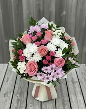 Букет цветов из:  Альстромерии, Гвоздики, Розы и Хризантемы в Иваново